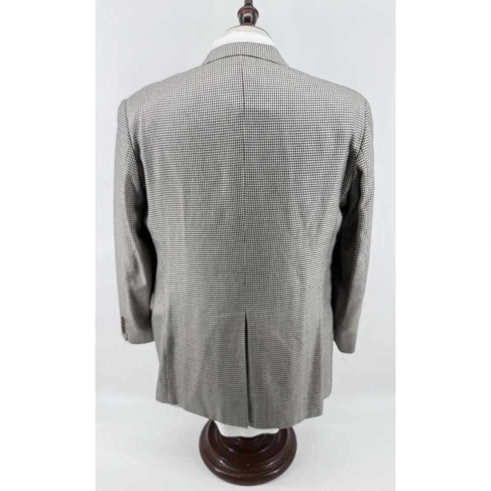 VNTG Chaps Ralph Lauren Blazer Mens 41R Wool Silk Blend Houndstooth‎ Two Button